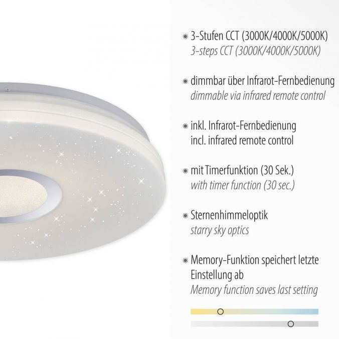 Paul Neuhaus LED-Deckenleuchte, rund, Ø 41,6cm, Sternenhimmeldekor, dimmbar Vierteljährliche Förderung