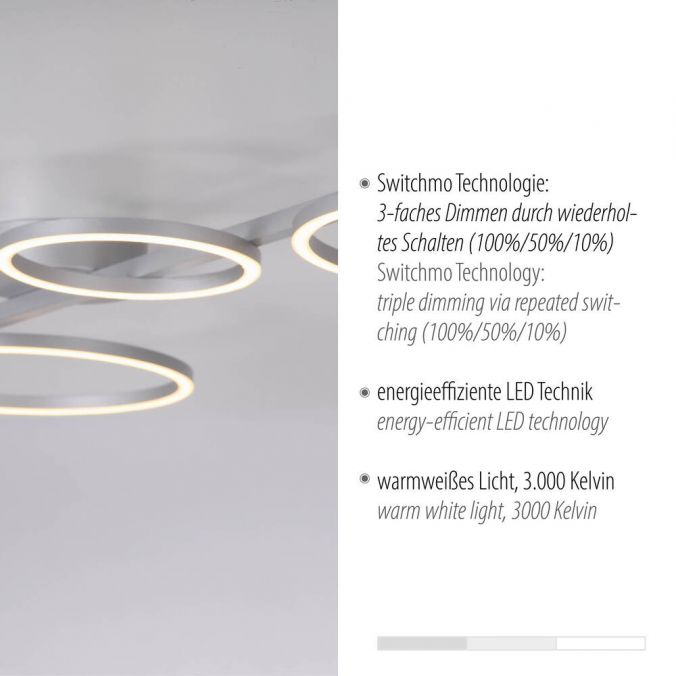 Paul Neuhaus LED Deckenleuchte silber dimmbar in 3 Stufen Ringform Memoryfunktion Discount Store für neue Produkte