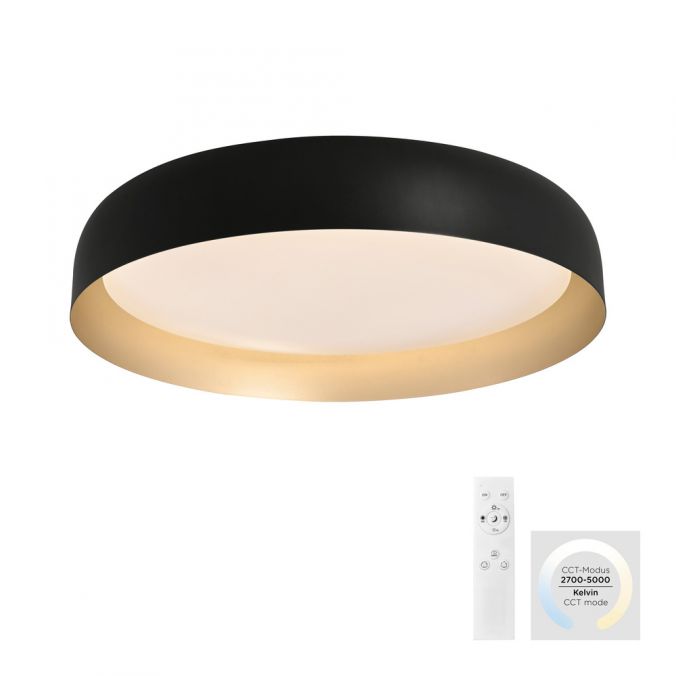 Paul Neuhaus LED Deckenleuchte D=57 schwarz gold dimmbar per Fernbedienung CCT