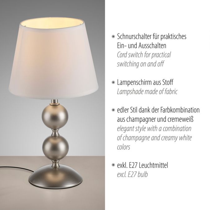 Paul Neuhaus LED Tischleuchte bronze creme weißer Stoffdschirm Schnurschalter Riesige Rabatte