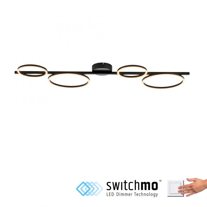 Paul Neuhaus LED Deckenleuchte schwarz Switchmo Technik dimmbar Leuchtringe Clearance-Verkauf
