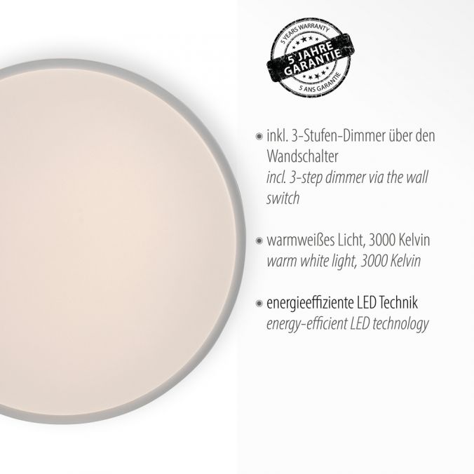 Paul Neuhaus LED Deckenleuchte, weiß, warmweiß, dimmbar, 3000 K, rund Kostenloser Versand international