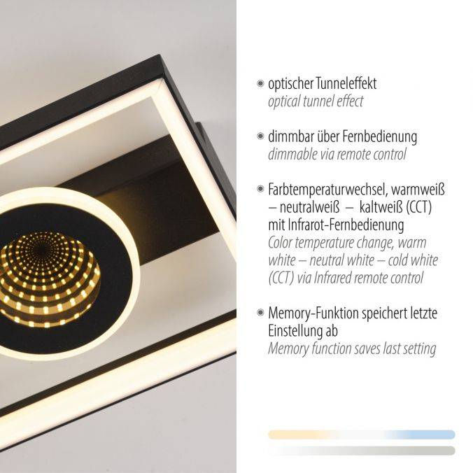 Paul Neuhaus Paul Neuhause Deckenleuchte schwarz Tunneleffekte dimmbar Fernbedienung Begrenzt auf 3 Tage