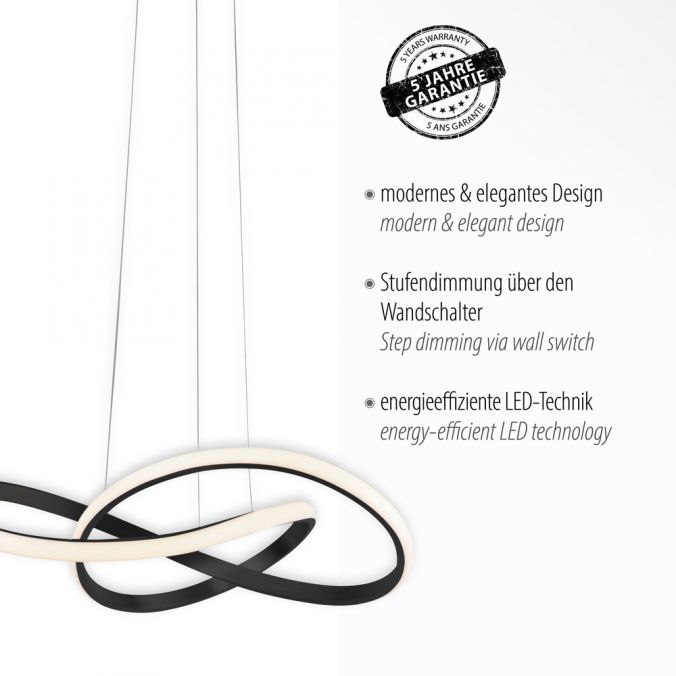 Paul Neuhaus LED-Pendelleuchte, schwarz, dimmbar, höhenverstellbar, IP20 Speichern exportieren