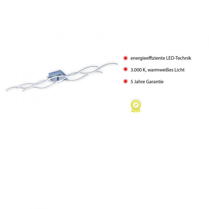 Paul Neuhaus LED-Deckenleuchte, Wellenform, stahl, modern, 3 Lichtbänder, modern, Wave Im Verkauf