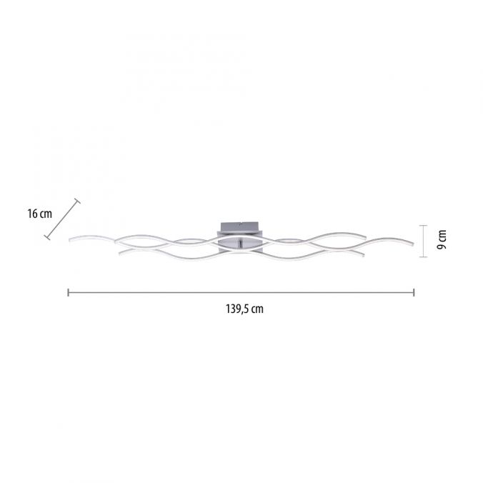 Paul Neuhaus LED-Deckenleuchte, Wellenform, stahl, modern, 3 Lichtbänder, modern, Wave Im Verkauf