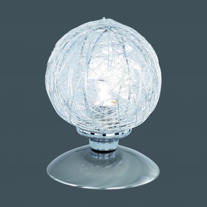 Paul Neuhaus Tischleuchte, Stahl, Kugelform, Drahtgeflecht, warmweißes Licht, dekorativ zollfrei