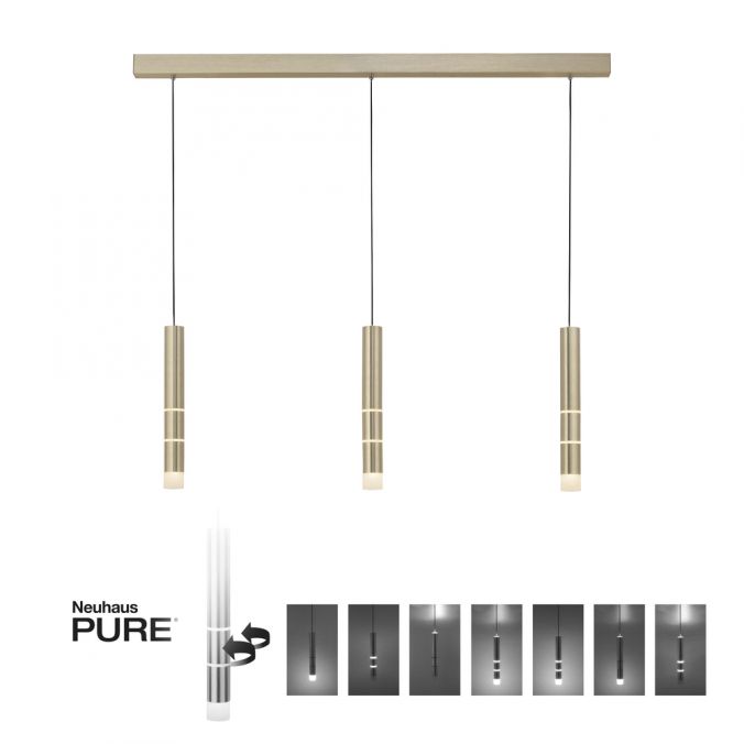 Paul Neuhaus Paul Neuhaus PURE VEGA LED Pendelleuchte messing matt 3 flammig Lichtmodi