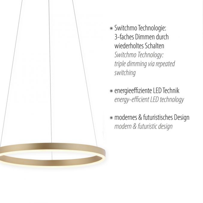 Paul Neuhaus LED Pendelleuchte messing matt rund Ø40cm dimmbar Switchmo warmweiß Kostenloser Versand