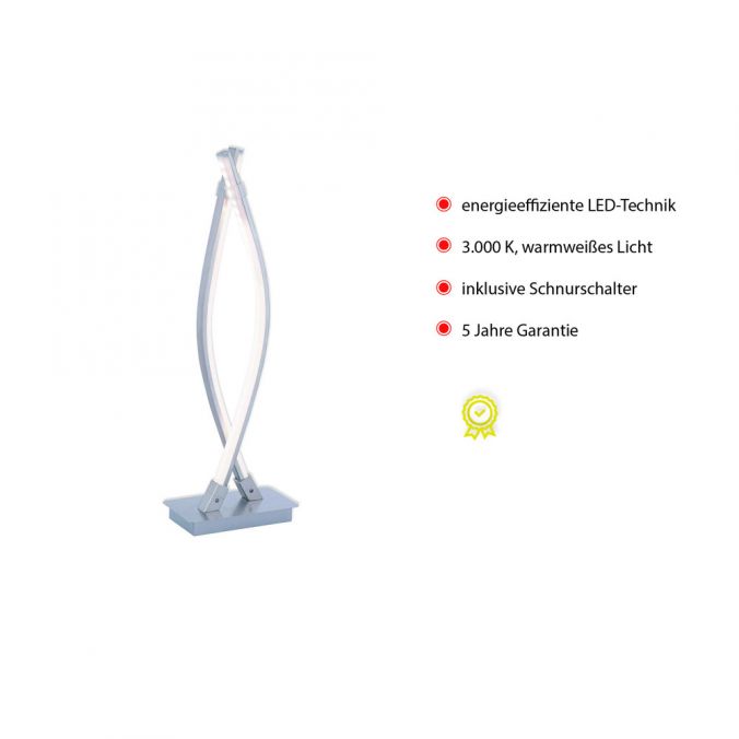 Paul Neuhaus LED-Tischleuchte, stahl, 2 geschwungene Leuchtarme, inkl. Schnurschalter Limitierter Zeitrabatt