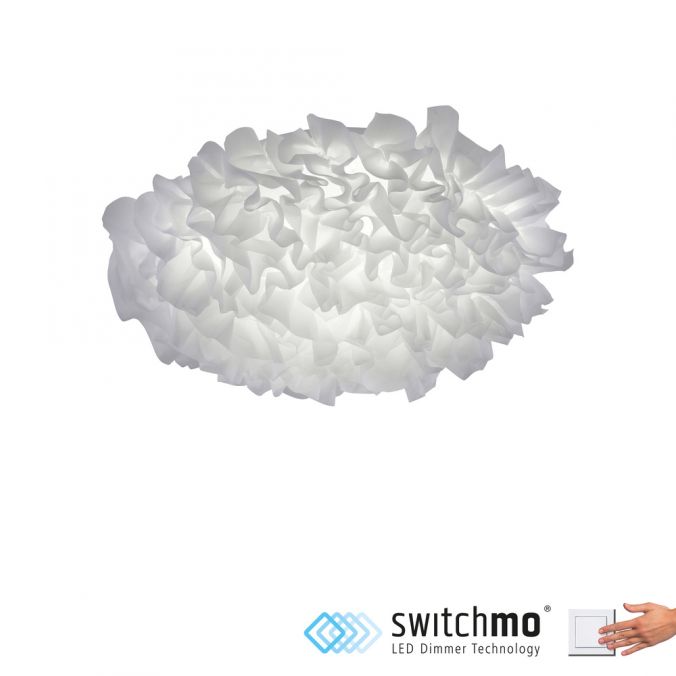 Paul Neuhaus LED-Deckenleuchte, weißer Stoffschirm, warmweiß, dimmbar