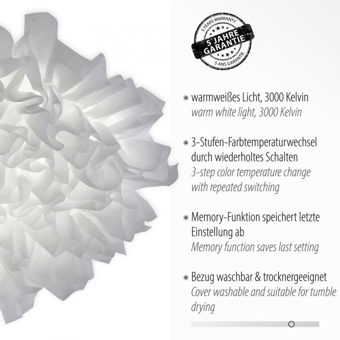 Paul Neuhaus LED-Deckenleuchte, weißer Stoffschirm, warmweiß, dimmbar Fabrik Onlineshop