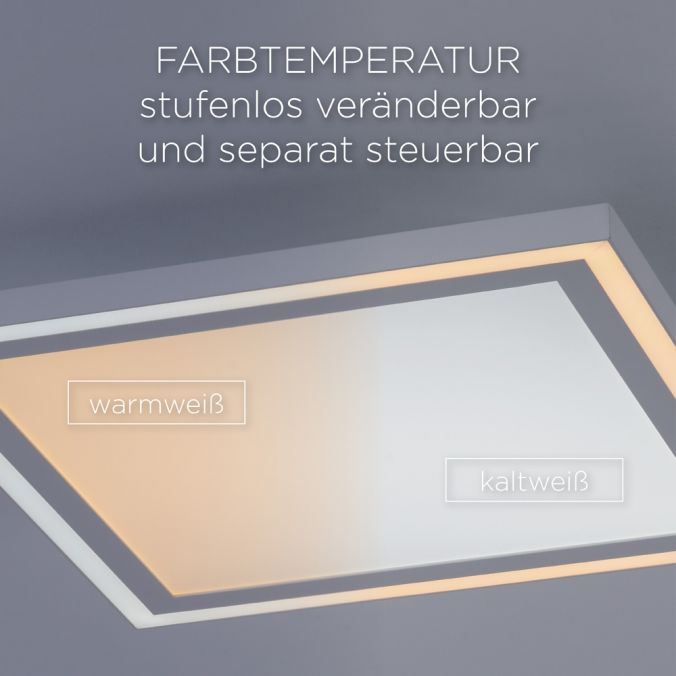Paul Neuhaus LED Panel, zus.Rahmenlicht, weiß, 45x45cm, Fernbedienung, getr.schaltbar Fabrikpreis
