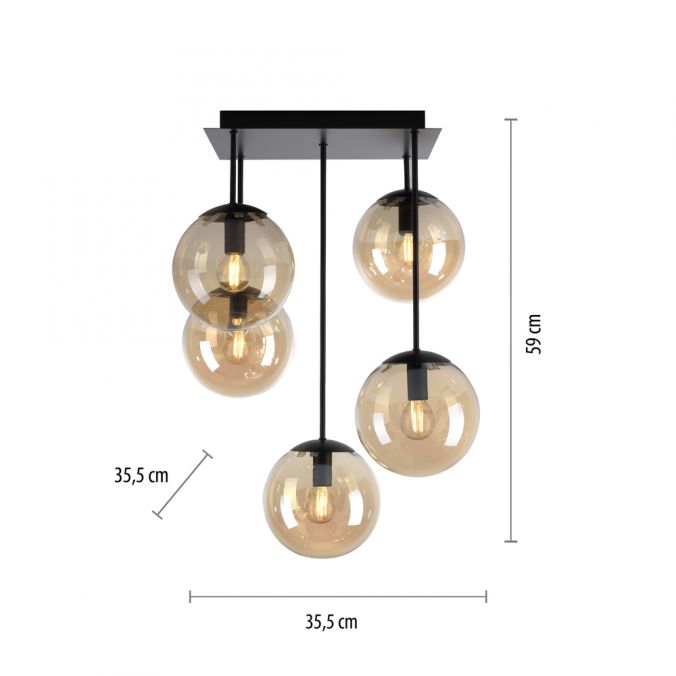 Paul Neuhaus Deckenleuchte, schwarz, Glaskugeln, schlichtes Design, 5-flam Sonderangebot