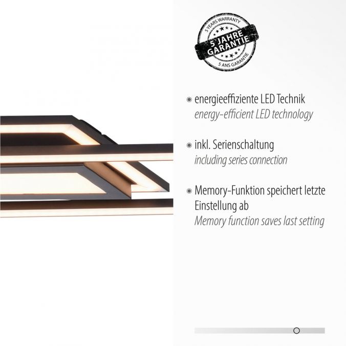 Paul Neuhaus LED Deckenleuchte 100x17,9cm schwarz flach Memoryfunktion schlichtes Panel Rabatt