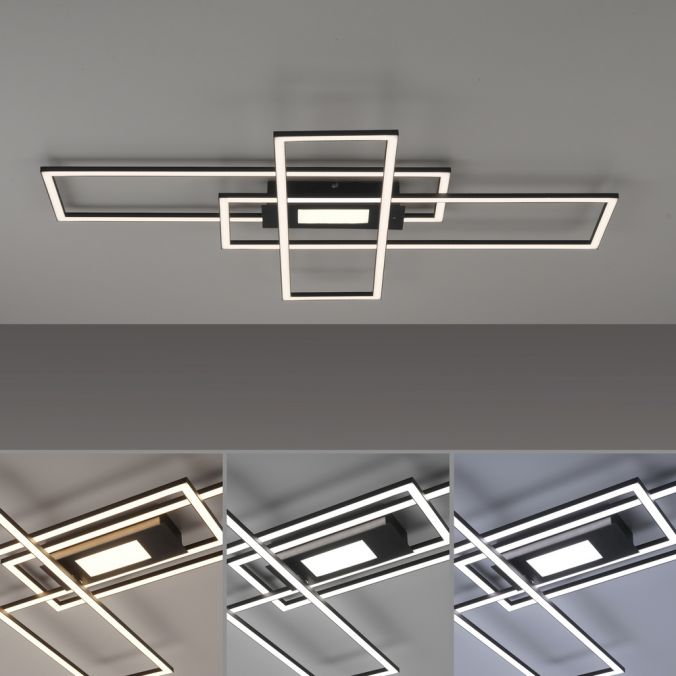 Paul Neuhaus LED Deckenlampe schwarz 99x29cm rechteckig dimmbar Downlight+Sidelight Günstig kaufen