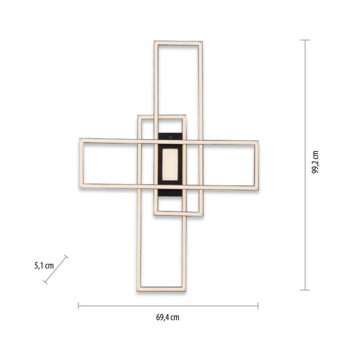 Paul Neuhaus LED Deckenlampe schwarz 99x29cm rechteckig dimmbar Downlight+Sidelight Günstig kaufen