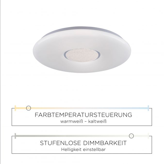 Paul Neuhaus LED-Deckenleuchte, rund, dimmbar, chrom, Farbtemperatursteuerung, modern Versandkostenfrei