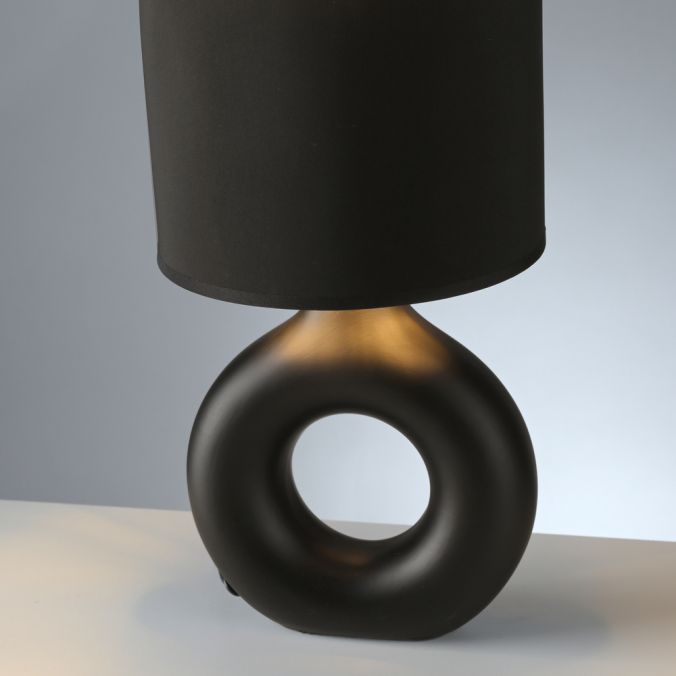 Paul Neuhaus LED Tischleuchte schwarz gold Schnurschalter Stoffschirm Sideboard Großer Ausverkauf