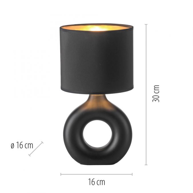 Paul Neuhaus LED Tischleuchte schwarz gold Schnurschalter Stoffschirm Sideboard Großer Ausverkauf