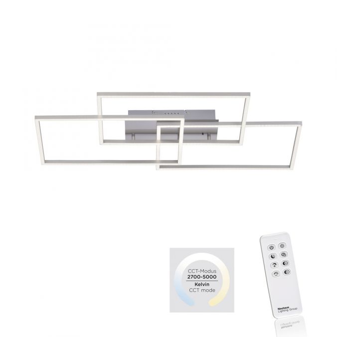 Paul Neuhaus LED Deckenleuchte, stahlfarben, modernes Design, CCT-Steuerung, Flur