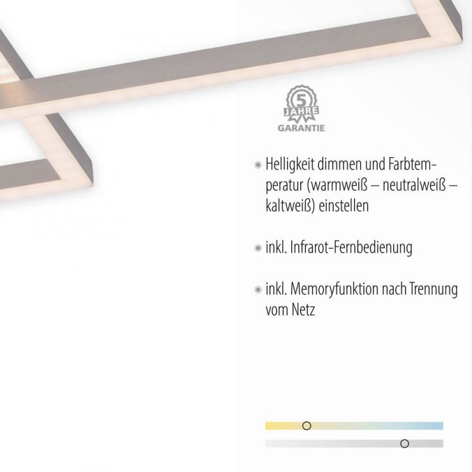 Paul Neuhaus LED Deckenleuchte, stahlfarben, modernes Design, CCT-Steuerung, Flur Online Shopping