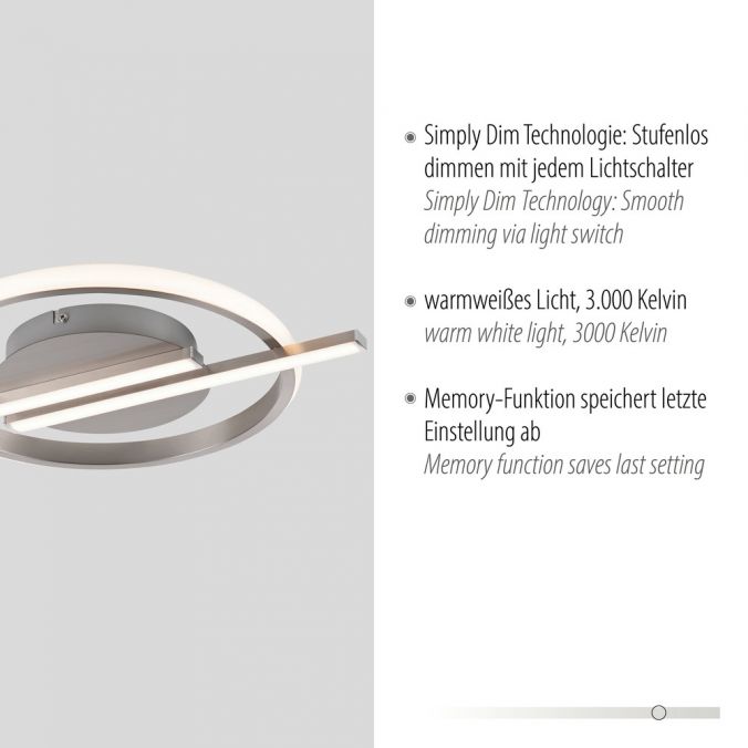 Paul Neuhaus LED Deckenleuchte silber Simply Dimm Technik Memoryfunktion Preisnachlass
