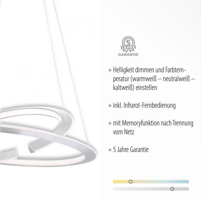 Paul Neuhaus LED Pendelleuchte,silber, rund, CCT-Steuerung, individuell einstellbar, Black Friday