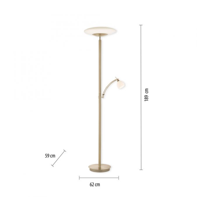 Paul Neuhaus LED Stehleuchte messing matt farbig Tastdimmer Lesearm drehbar Leselampe Muttertagsangebot