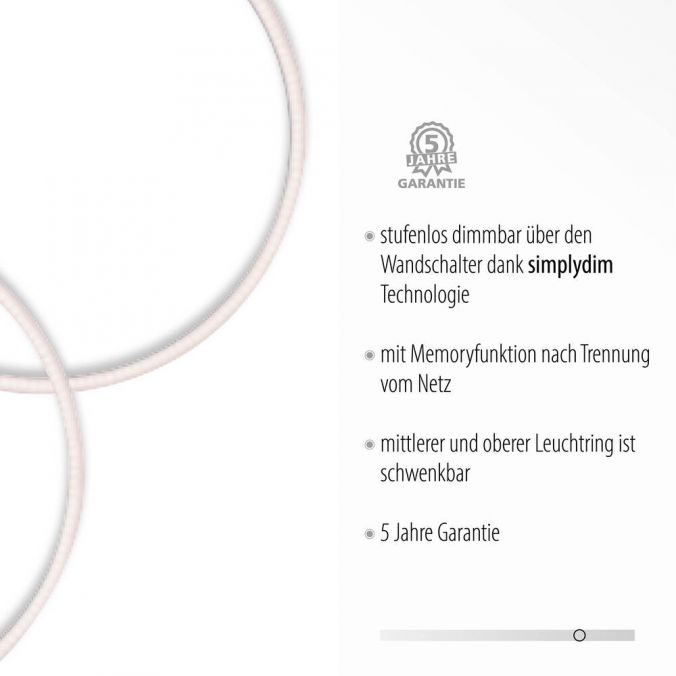 Paul Neuhaus LED Deckenleuchte, stahlfarben, drei Leuchtringe, Dimmfunktion, modern Vatertagsangebot