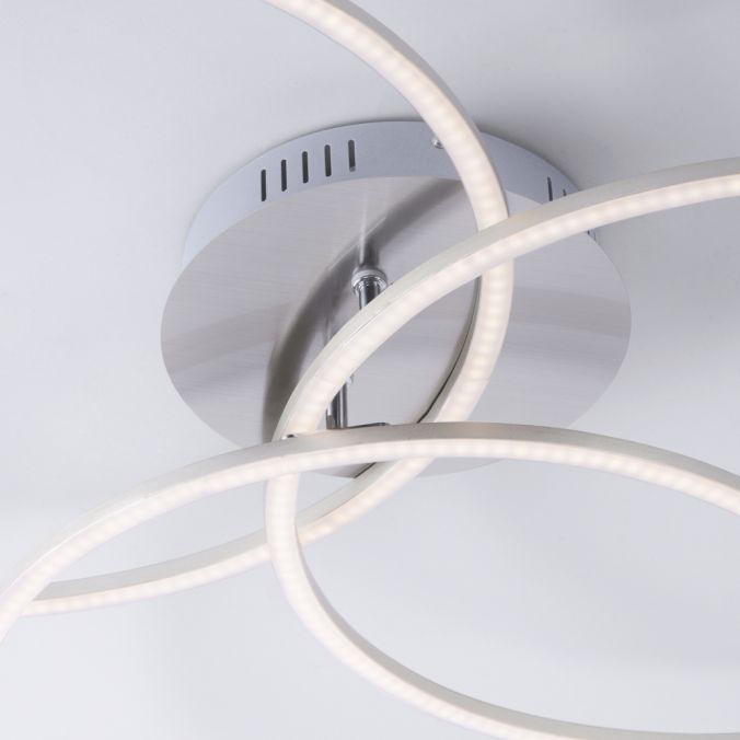 Paul Neuhaus LED Deckenleuchte, stahlfarben, drei Leuchtringe, Dimmfunktion, modern Vatertagsangebot