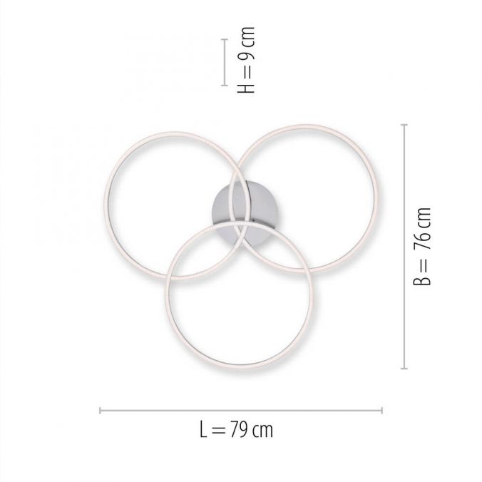 Paul Neuhaus LED Deckenleuchte, stahlfarben, drei Leuchtringe, Dimmfunktion, modern Vatertagsangebot
