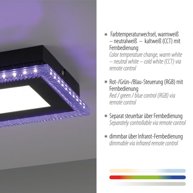 Paul Neuhaus LED Deckenleuchte schwarz RGB Memoryfunktion CCT dimmbar steuerbar Top Angebot