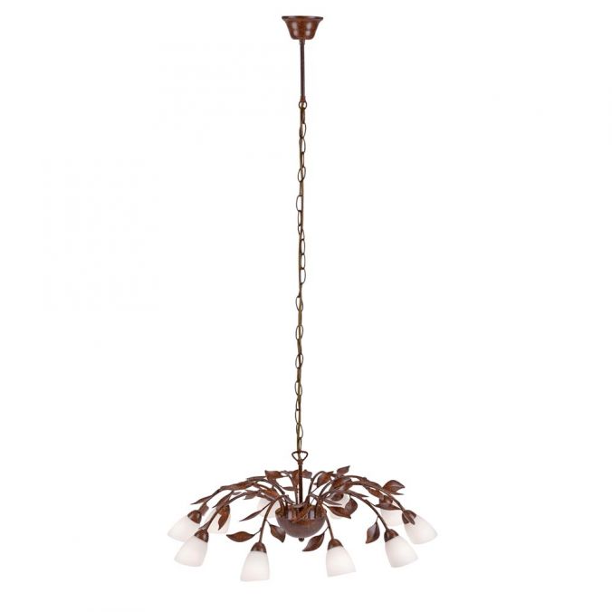 Paul Neuhaus Pendelleuchte, rostfarben, Kronoptik, 10-flammig, G9 Fassung, rustikal