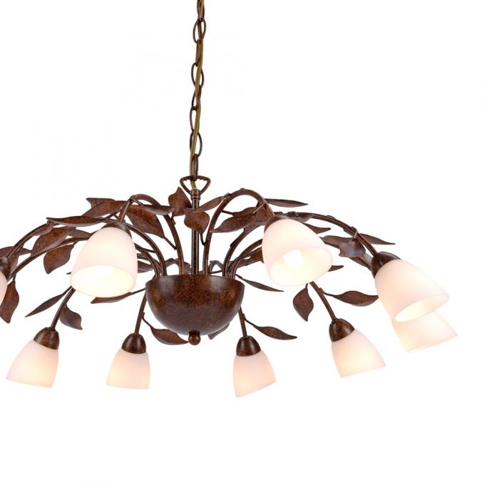 Paul Neuhaus Pendelleuchte, rostfarben, Kronoptik, 10-flammig, G9 Fassung, rustikal Online Outlet