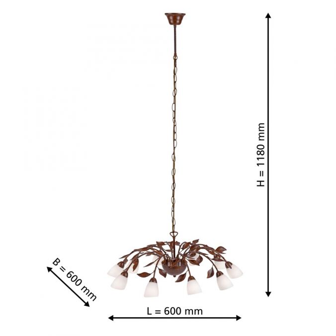 Paul Neuhaus Pendelleuchte, rostfarben, Kronoptik, 10-flammig, G9 Fassung, rustikal Online Outlet