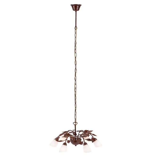 Paul Neuhaus Pendelleuchte, rostfarben, Kronoptik, 5-flammig, G9 Fassung