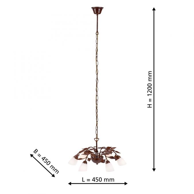 Paul Neuhaus Pendelleuchte, rostfarben, Kronoptik, 5-flammig, G9 Fassung Zeitlich begrenztes Angebot