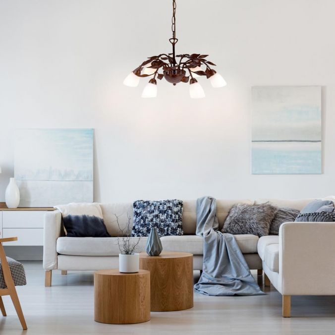 Paul Neuhaus Pendelleuchte, rostfarben, Kronoptik, 5-flammig, G9 Fassung Zeitlich begrenztes Angebot