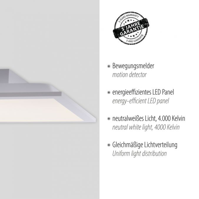 Paul Neuhaus LED-Panel, weiß, 60x30cm, Bewegungsmelder, neutralweiß, rechteckig, modern Blitzangebot
