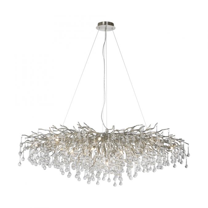 Paul Neuhaus Kronleuchter, silber, elegant, Design, IP20, 400 Glasanhänger