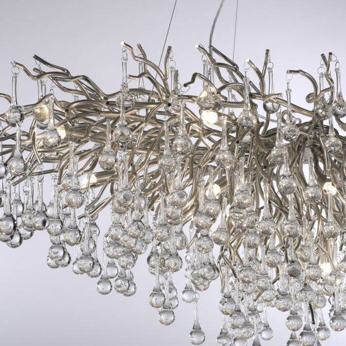 Paul Neuhaus Kronleuchter, silber, elegant, Design, IP20, 400 Glasanhänger Große Rabatte