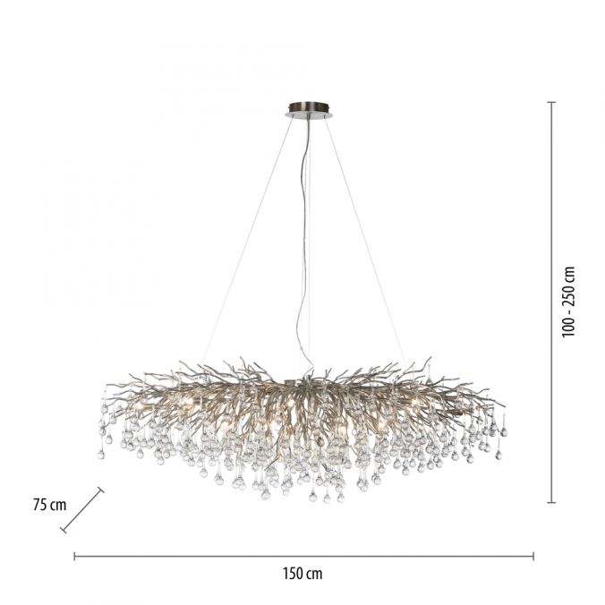 Paul Neuhaus Kronleuchter, silber, elegant, Design, IP20, 400 Glasanhänger Große Rabatte