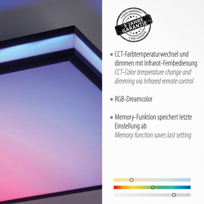Paul Neuhaus LED Deckenleuchte 45x45 schwarz quadratisch RGB Dreamcolor dimmbar Panel Räumungsverkauf