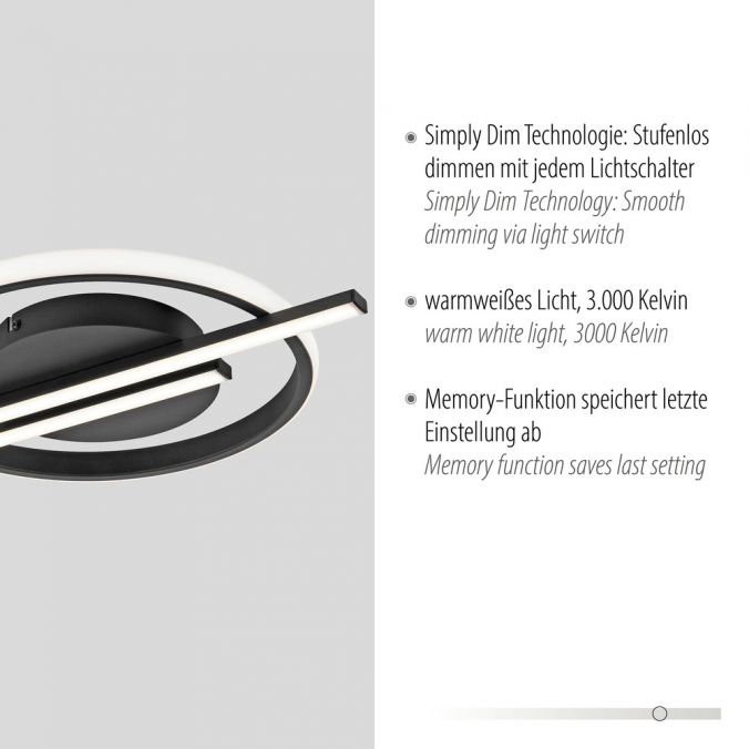Paul Neuhaus LED Deckenleuchte schwarz modernes Design SimplyDim Memoryfunktion Sonderangebote