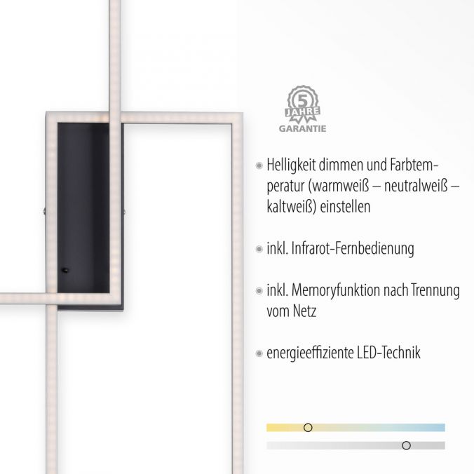Paul Neuhaus LED Deckenleuchte, schwarz, modern, Farbsteuerung, dimmbar, Fernbedienung VIP-Rabatte