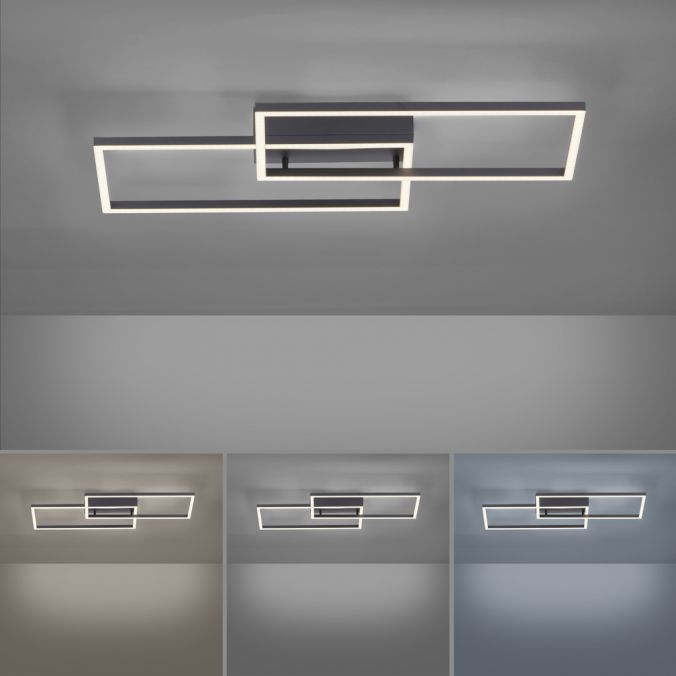 Paul Neuhaus LED Deckenleuchte, schwarz, modern, Farbsteuerung, dimmbar, Fernbedienung VIP-Rabatte