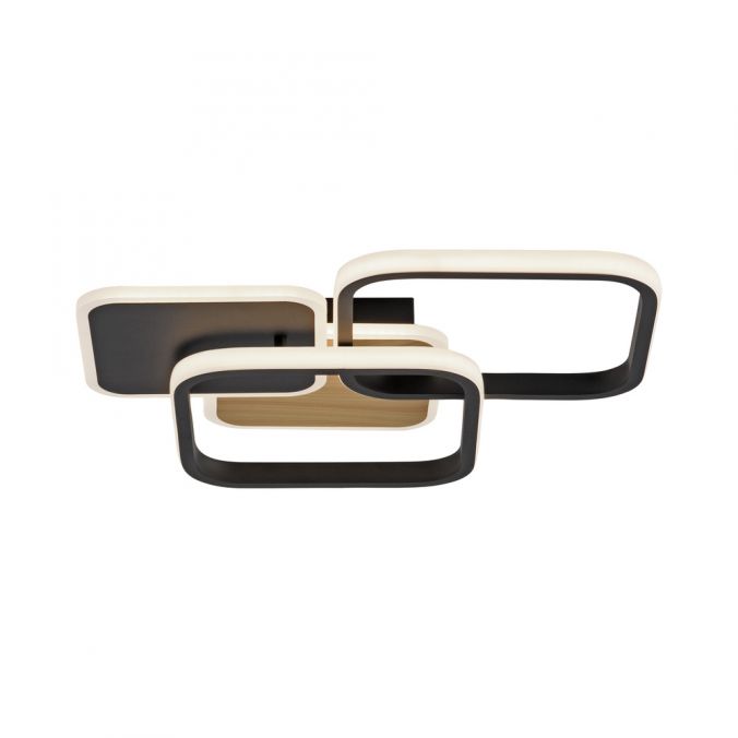 Paul Neuhaus LED Deckenleuchte eckig schwarz mit Holzdekor warmweiß modern Super Sparpreis