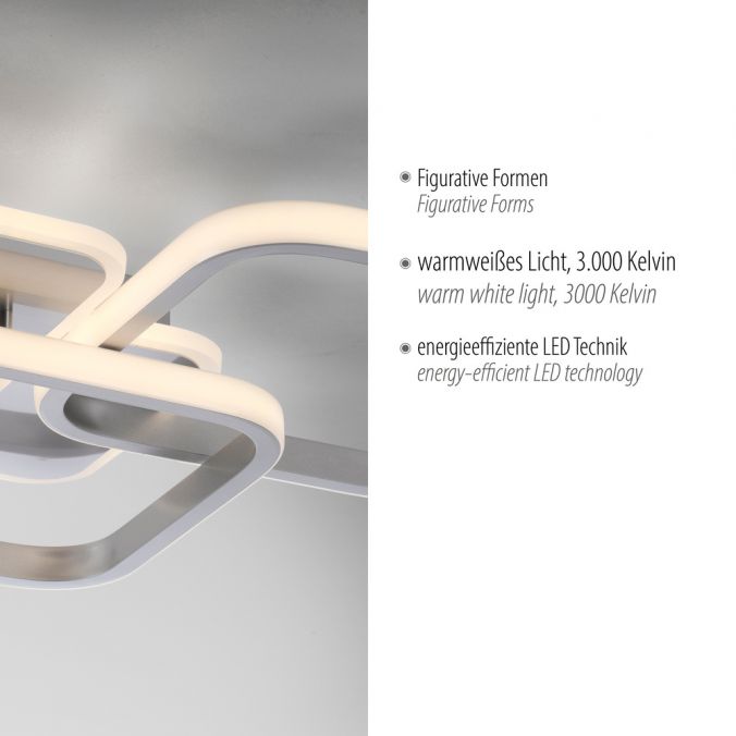 Paul Neuhaus LED Deckenleuchte silber eckig schlicht warmweiß Licht Kostenlose Rückgabe
