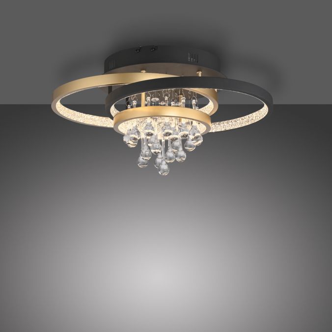 Paul Neuhaus Paul Neuhaus Deckenleuchte schwarz messing Kristallanhänger dimmbar Letzte 2 Tage